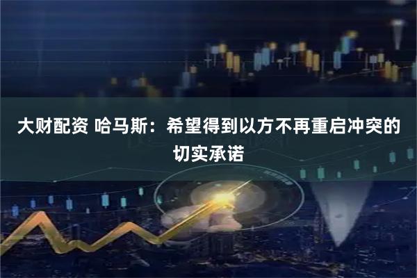 大财配资 哈马斯：希望得到以方不再重启冲突的切实承诺